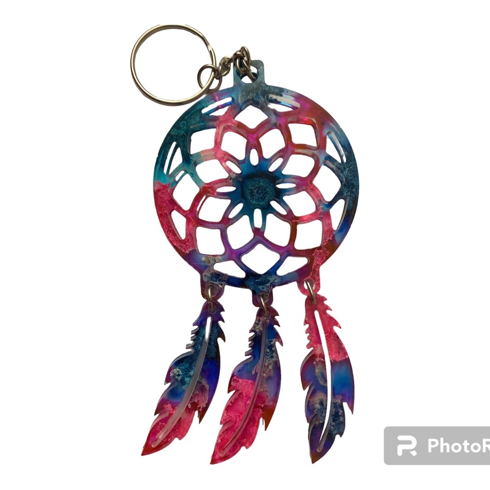 Multi Color Resin Dream Catcher Keychain